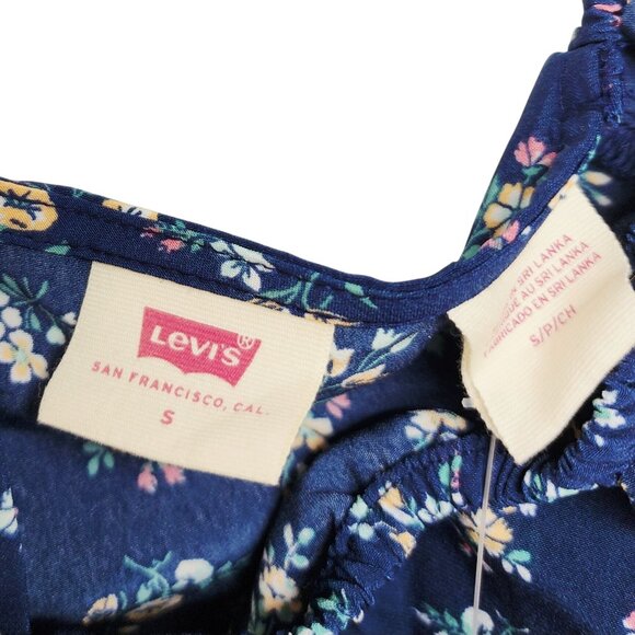 Levis Womens Floral Dress S Navy Standard Fit Size Small - Picture 2 of 6